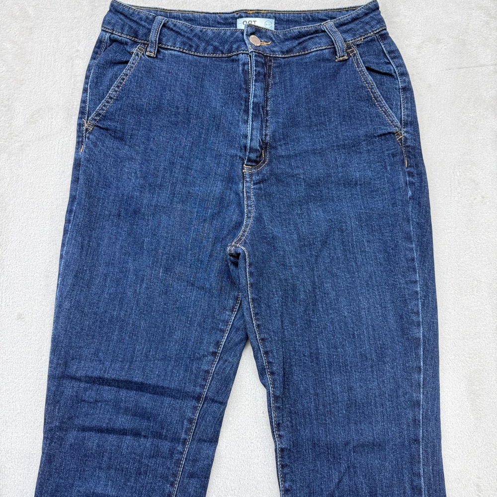 OAT New York Jeans Women's 8/29 Flare Dark Blue High Rise‎ Patch Pocket Stretch - Picture 2 of 11